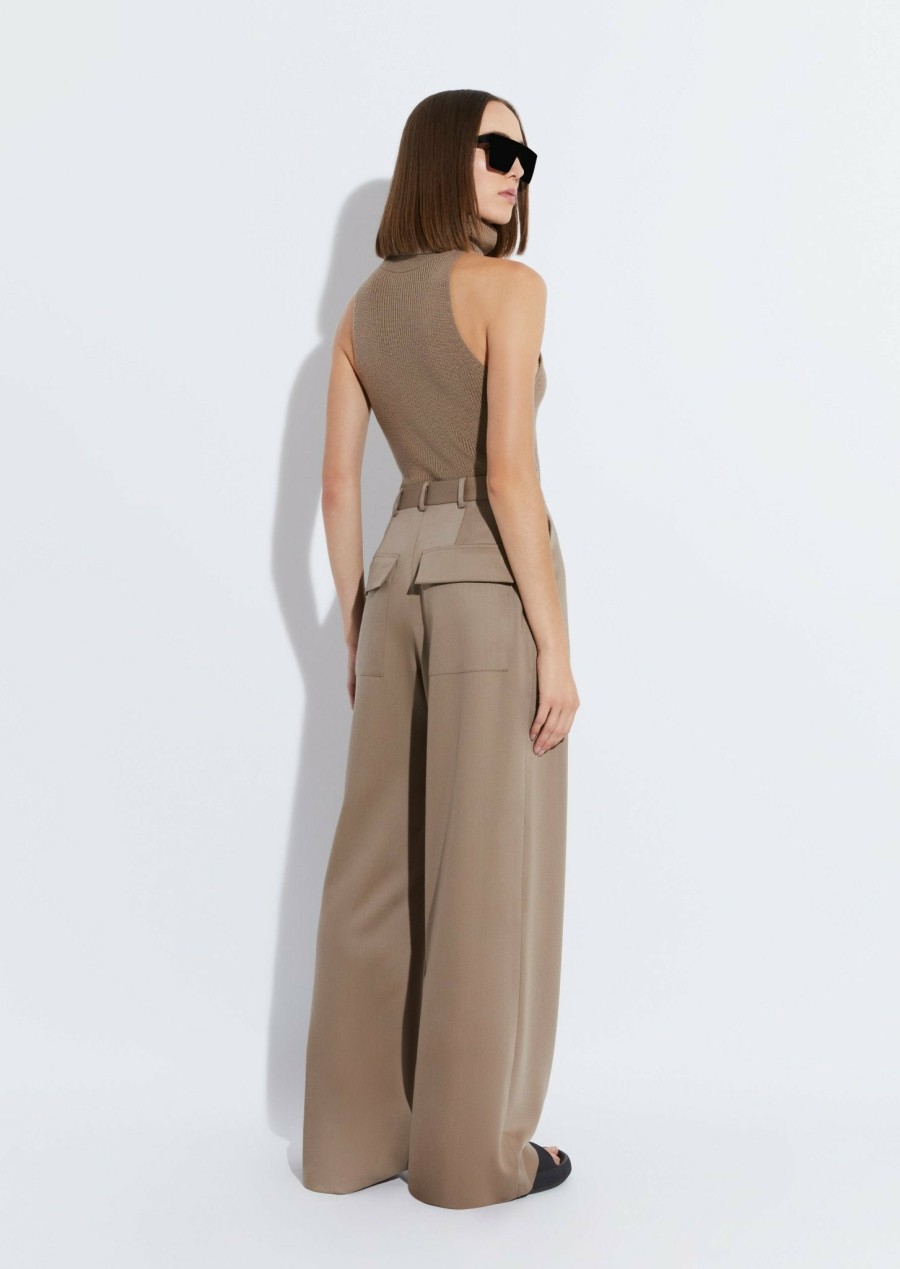 Bottoms LAPOINTE | Wool Relaxed Pleated Pant Taupe