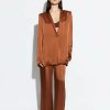 Bottoms LAPOINTE | Satin Relaxed Pleated Pant Umber