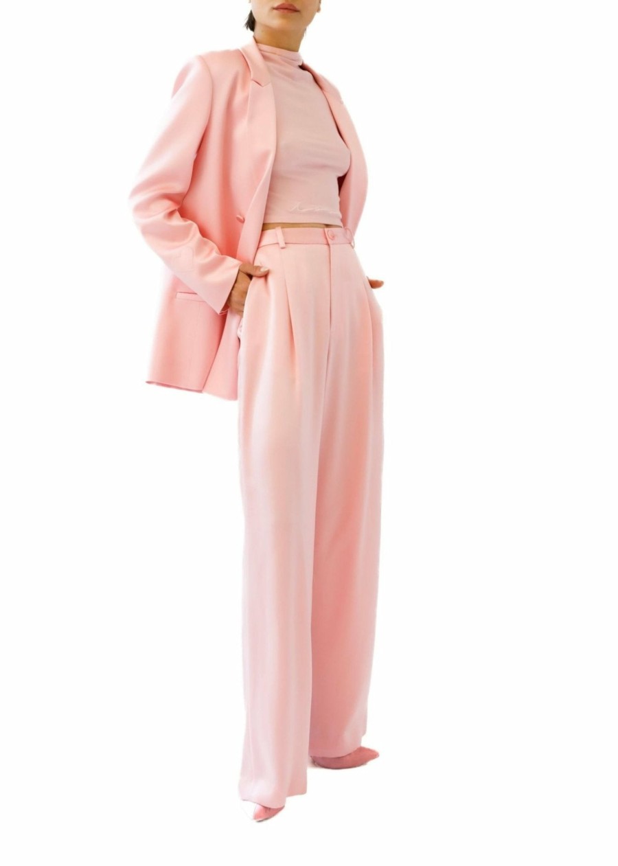 Bottoms LAPOINTE | Lapointe X Jonboy Satin Relaxed Pleated Pant Faded Pink