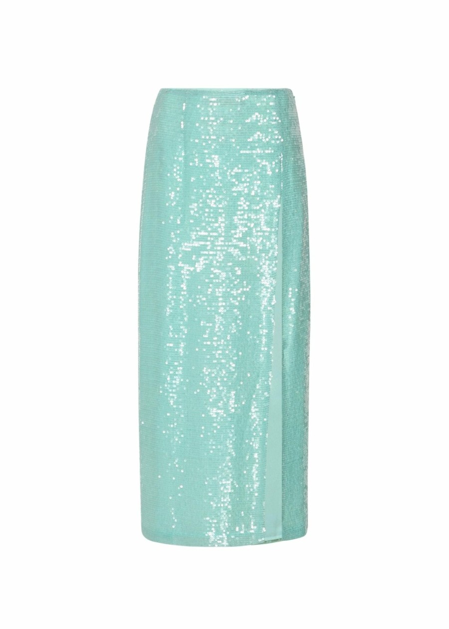 Bottoms LAPOINTE | Sequin Skirt With Slit Aqua