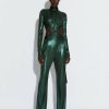 Bottoms LAPOINTE | Shiny Jersey Highwaisted Pant Forest