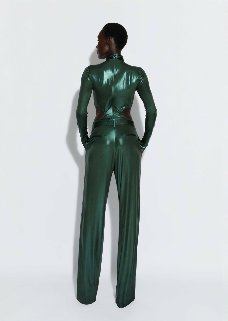 Bottoms LAPOINTE | Shiny Jersey Highwaisted Pant Forest