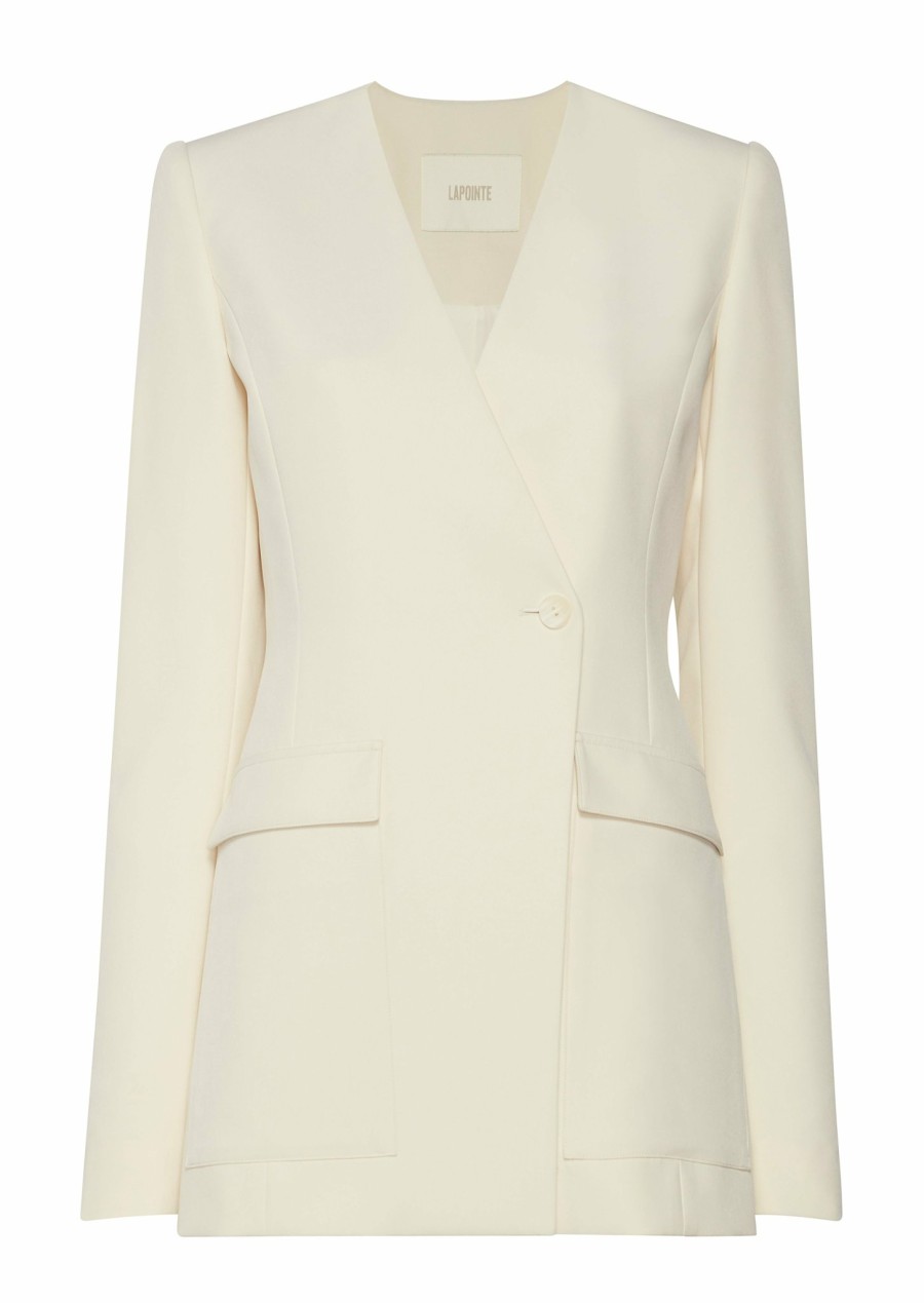 Jackets|Bridal LAPOINTE | Matte Crepe Collarless Blazer Cream