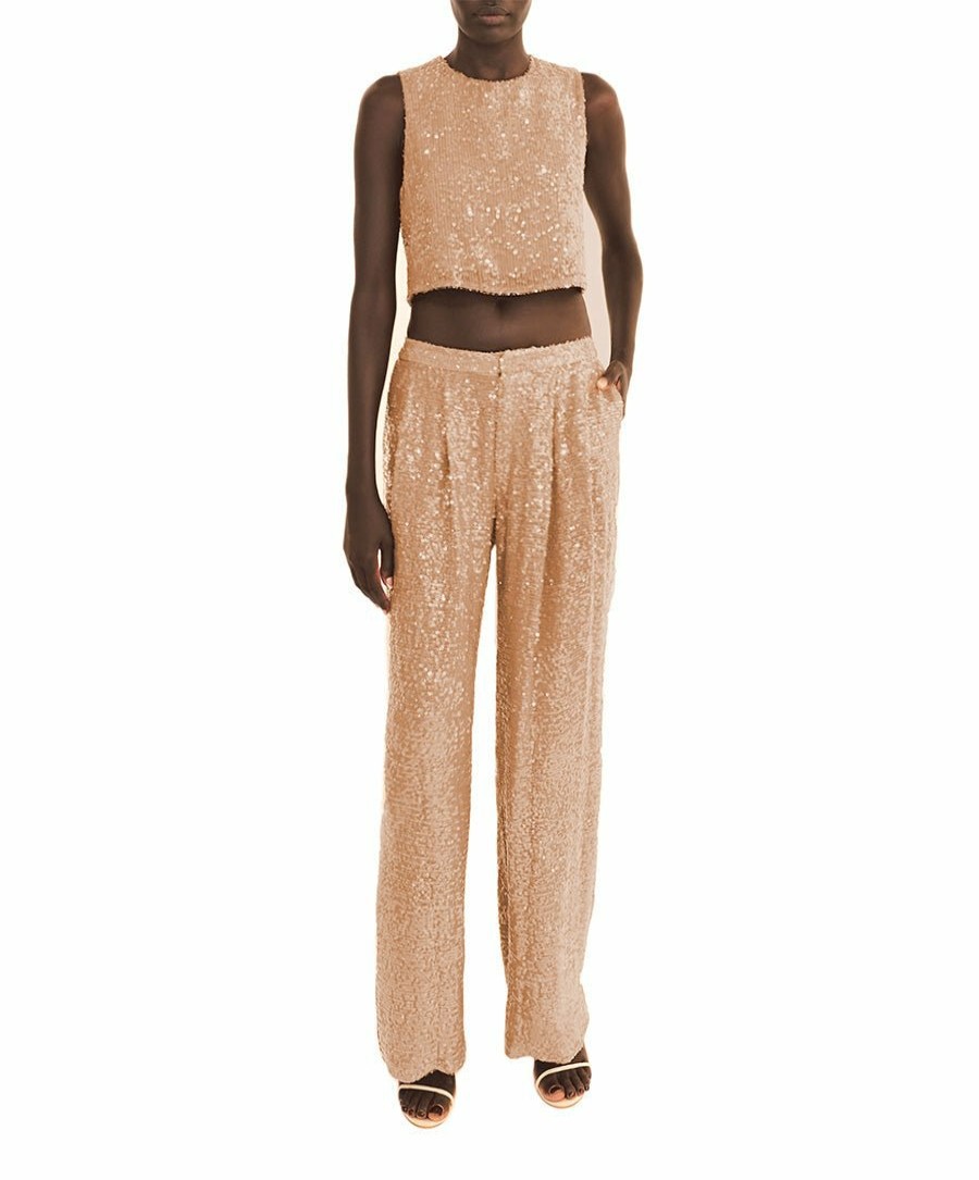 Bottoms LAPOINTE | Sequin Low Waisted Trouser Camel