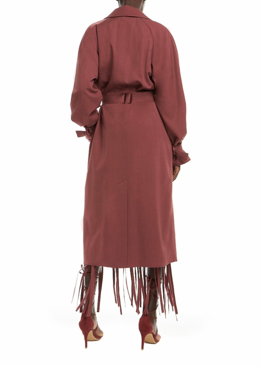 Outerwear LAPOINTE | Wool Belted Trench Coat Merlot