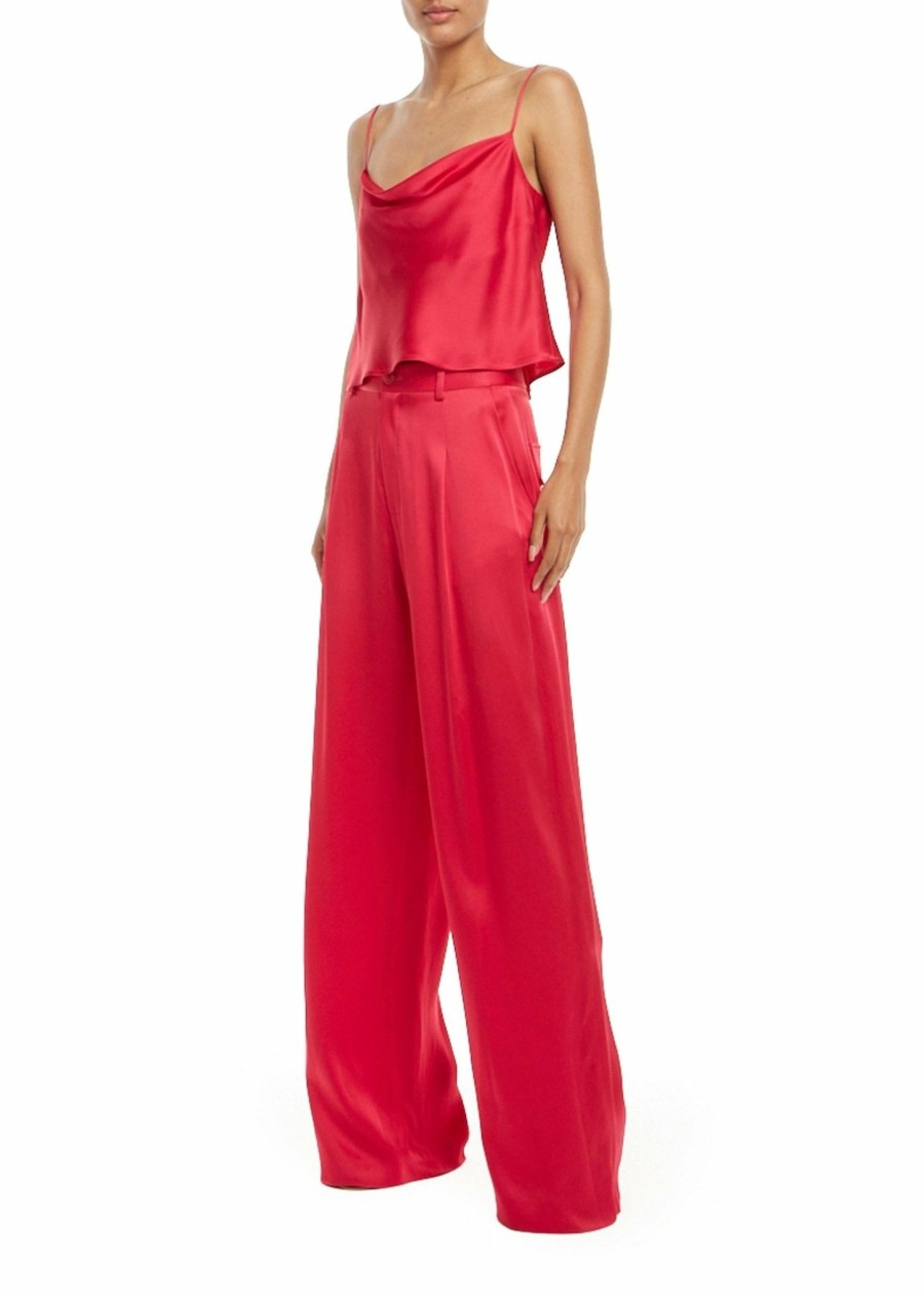 Bottoms LAPOINTE | Satin Relaxed Pleated Pant Cerise