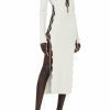 Bridal LAPOINTE | Shiny Viscose Longsleeve Lace Up Dress Cream