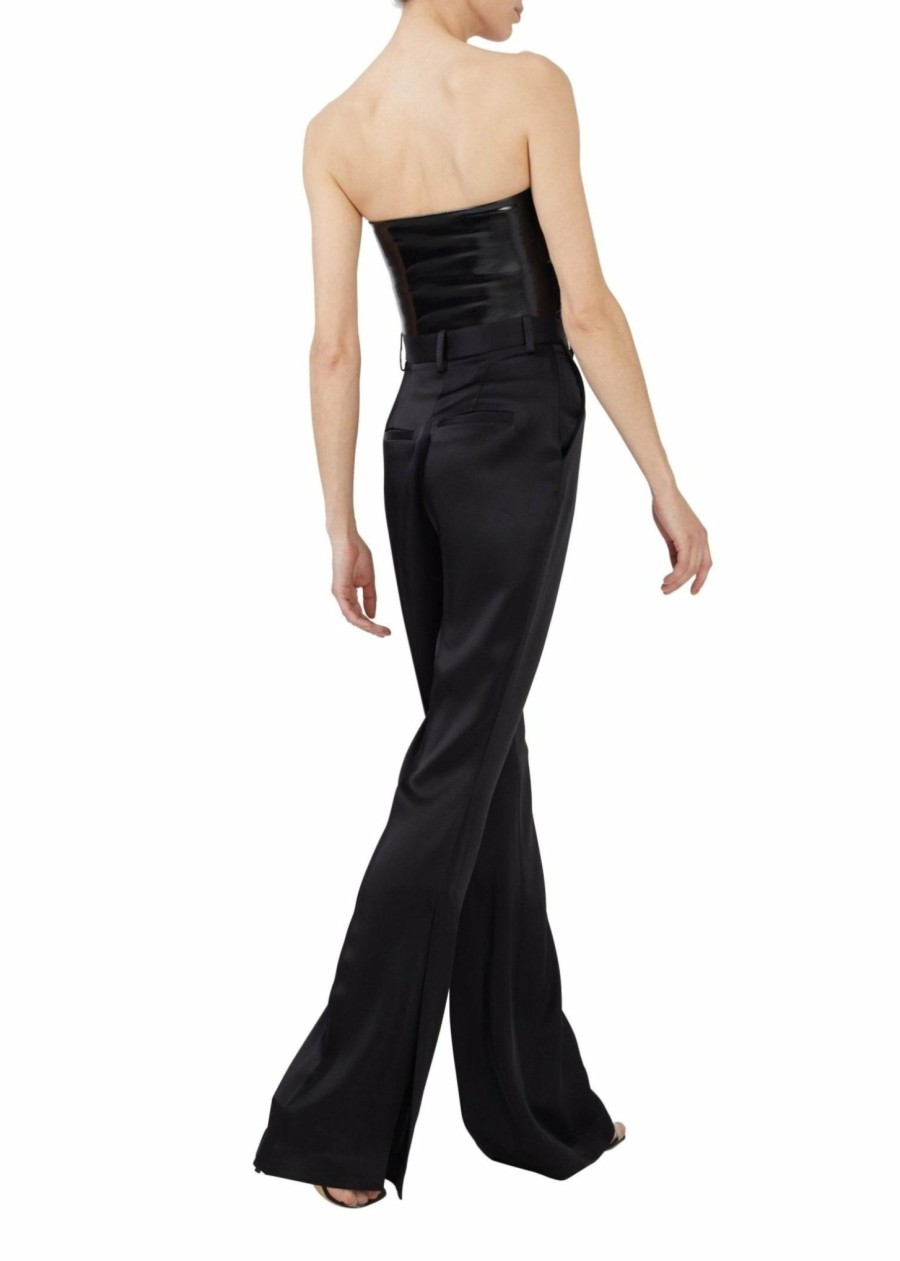 Bottoms LAPOINTE | Satin High Waisted Flared Pant Black