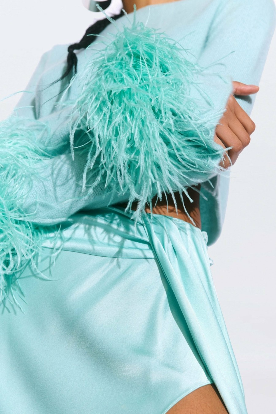 Accessories|Feathers LAPOINTE | Feather Cuffs Seafoam