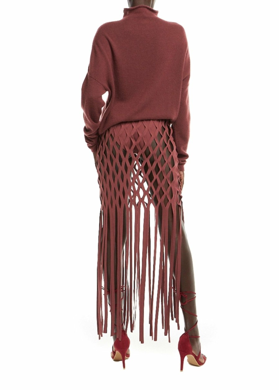 Knitwear|Bottoms LAPOINTE | Matte Viscose Fishnet Skirt And Brief Merlot