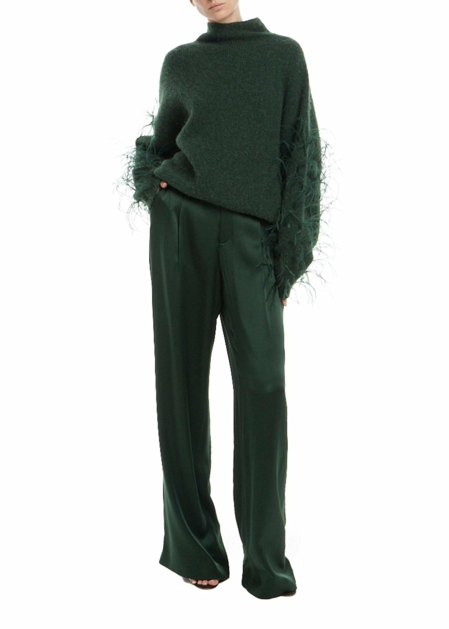 Knitwear|Feathers|Tops LAPOINTE | Alpaca Silk Turtleneck With Feathers Forest