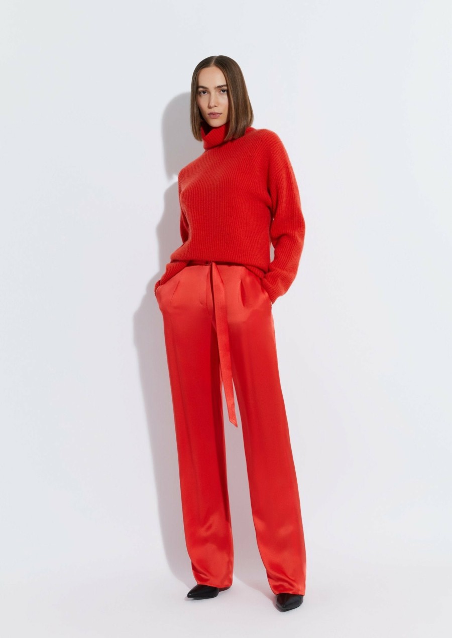 Bottoms LAPOINTE | Satin Belted Pant Poppy