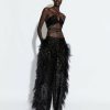 Feathers|Bottoms LAPOINTE | Sequin Relaxed Trouser With Feathers Black