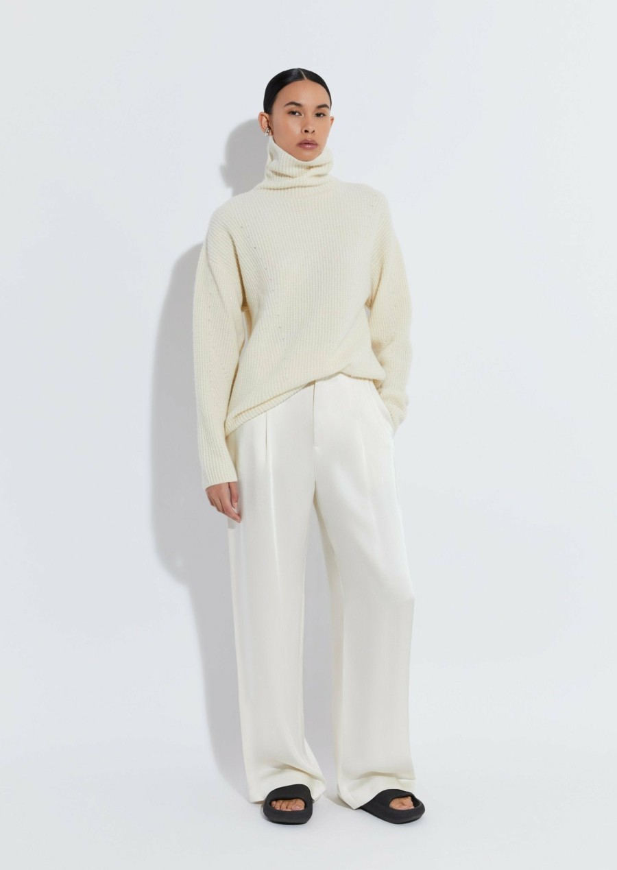 Knitwear|Bridal|Tops LAPOINTE | Cashmere Silk Turtleneck Cream