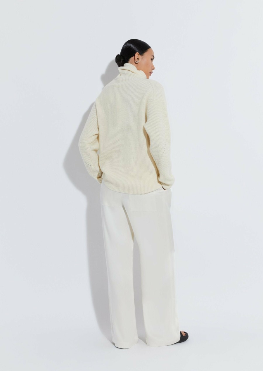 Knitwear|Bridal|Tops LAPOINTE | Cashmere Silk Turtleneck Cream