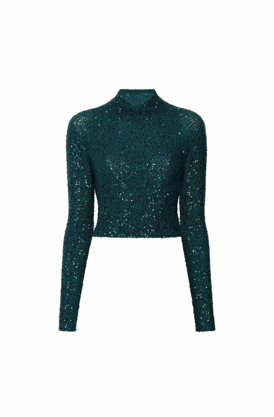 Knitwear|Tops LAPOINTE | Cashmere Sequin Cropped Top Emerald