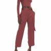 Bottoms LAPOINTE | Satin Belted Cropped Pant Merlot