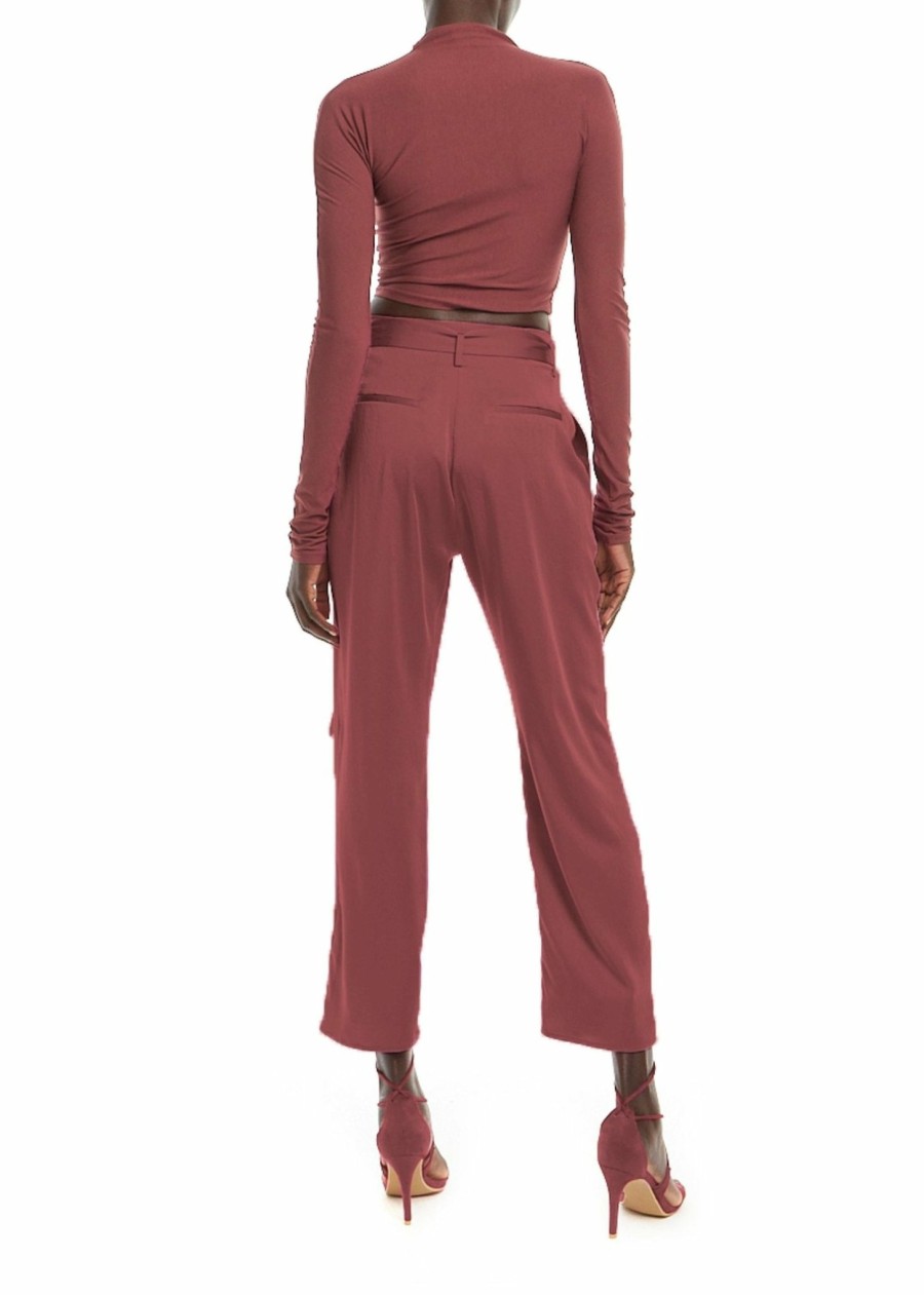 Bottoms LAPOINTE | Satin Belted Cropped Pant Merlot