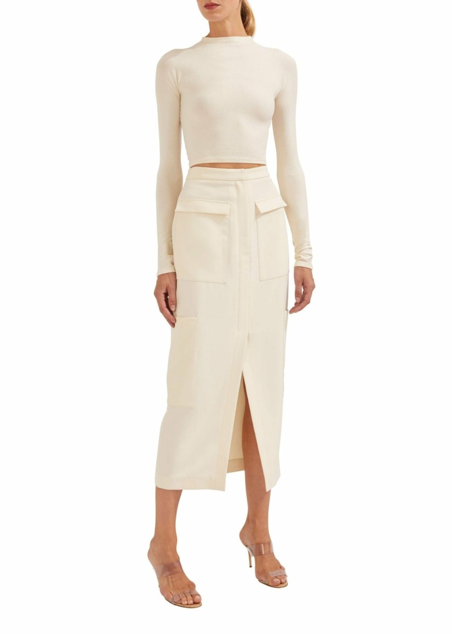 Bridal|Bottoms LAPOINTE | Matte Crepe Cargo Skirt Cream