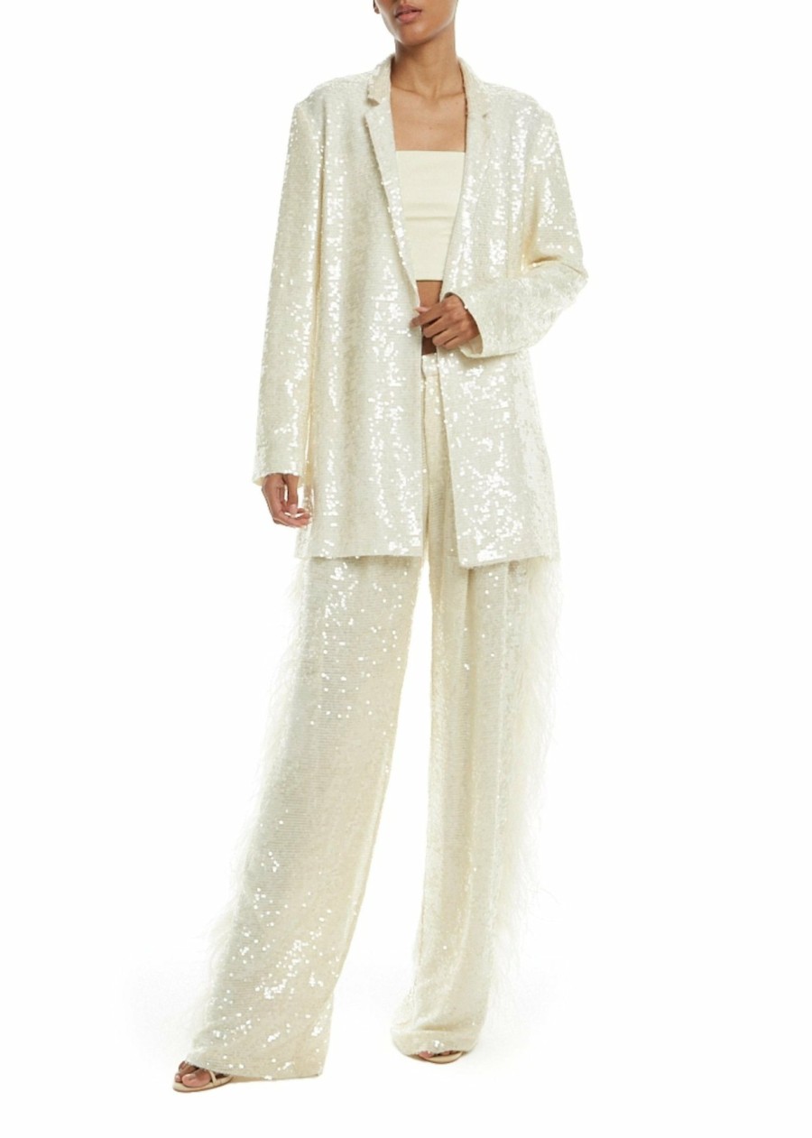 Jackets|Bridal LAPOINTE | Sequin Single Breasted Blazer Cream