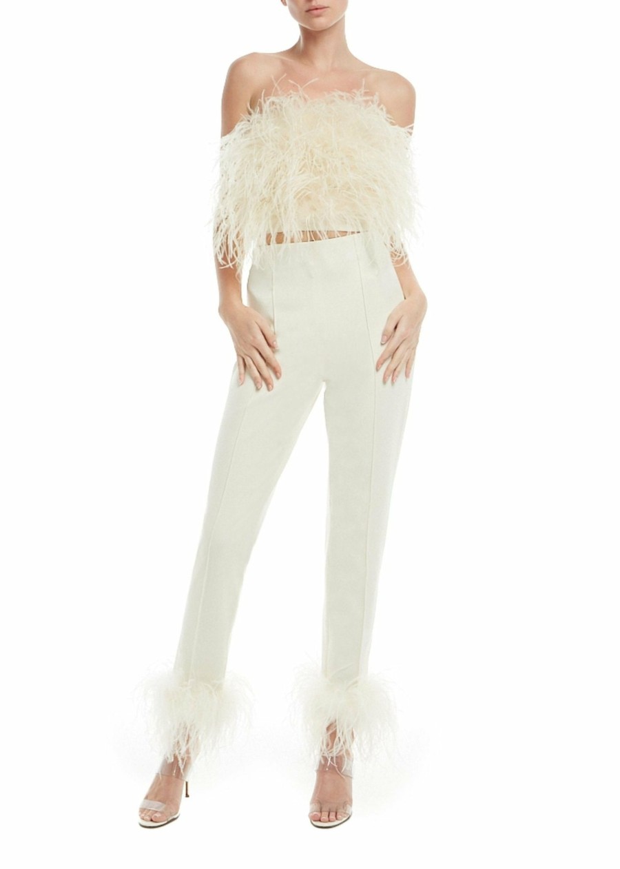 Bridal|Feathers|Bottoms LAPOINTE | Scuba Legging With Feathers Cream