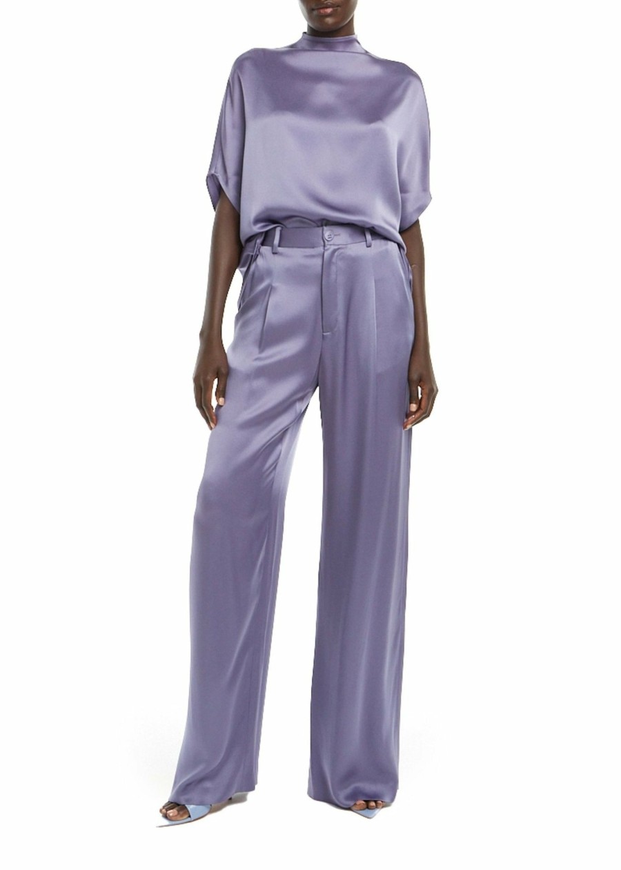 Bottoms LAPOINTE | Satin Relaxed Pleated Pant Lavender