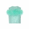 Feathers|Tops LAPOINTE | Sequin Tank With Feathers Aqua