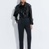 Bottoms LAPOINTE | Satin Belted Cropped Pant Black