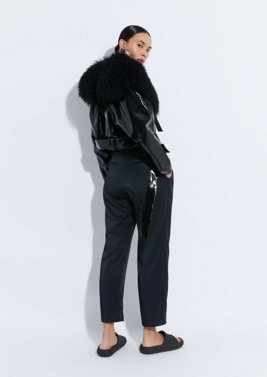 Bottoms LAPOINTE | Satin Belted Cropped Pant Black