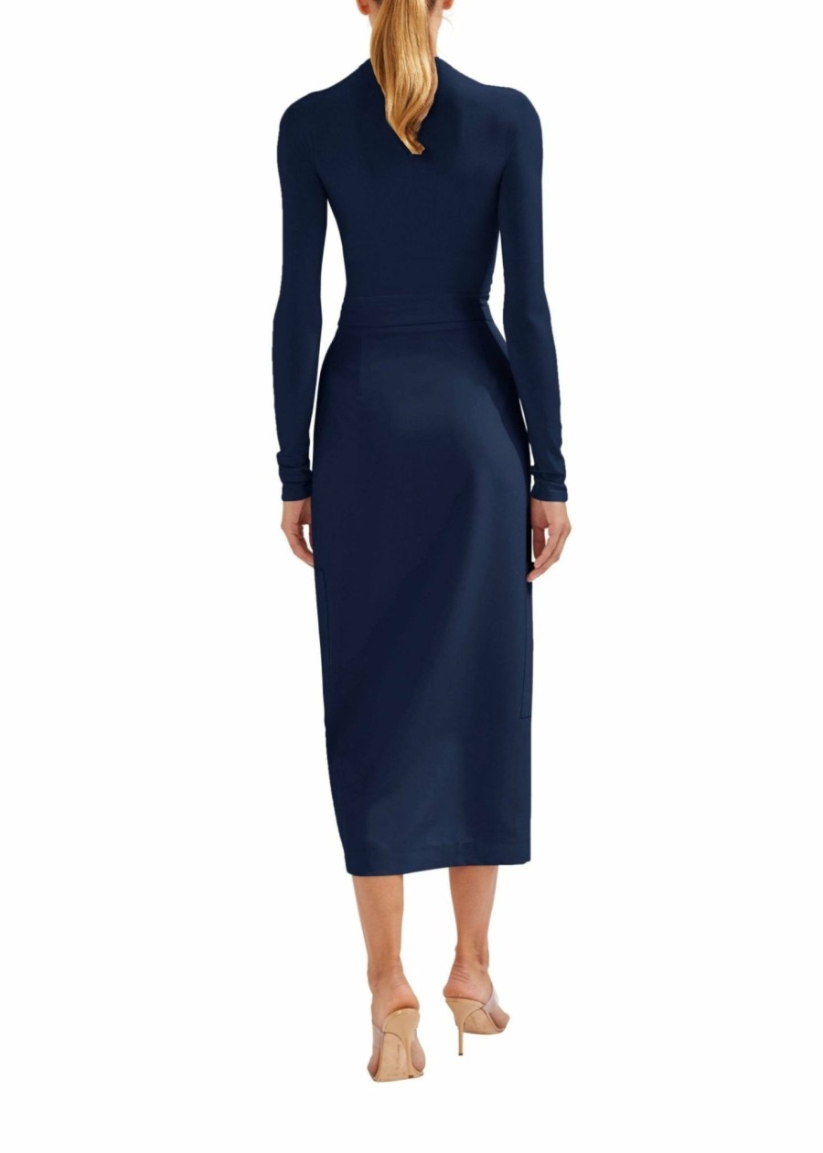 Bottoms LAPOINTE | Matte Crepe Cargo Skirt Navy