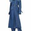 Outerwear LAPOINTE | Vintage Denim Relaxed Trench With Shearling Washed Denim