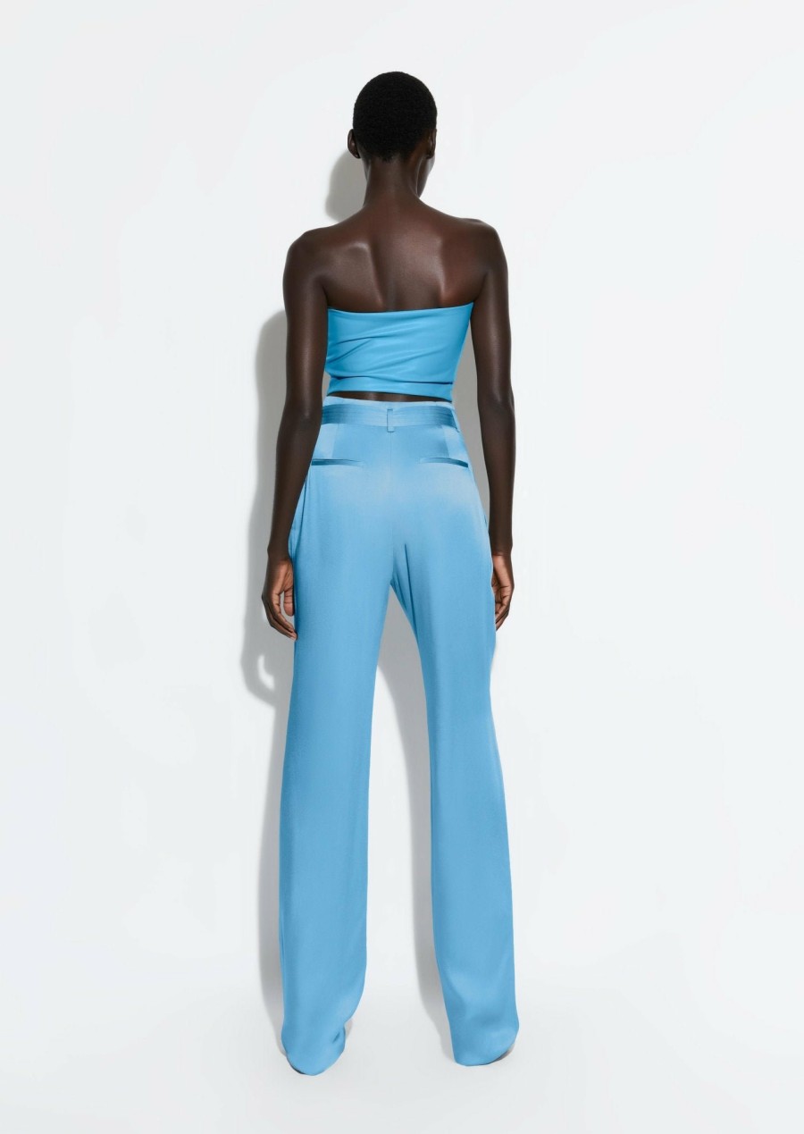 Tops LAPOINTE | Faux Leather Tube Top Sky Blue