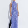 Dresses LAPOINTE | Sequin High Neck Sleeveless Gown Lilac