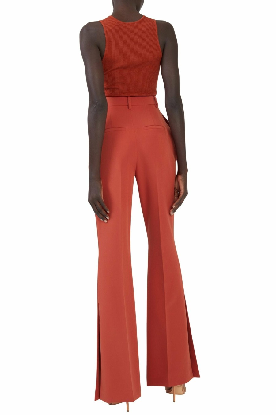 Bottoms LAPOINTE | Matte Crepe High Waisted Flare Leg Pant Cinnamon