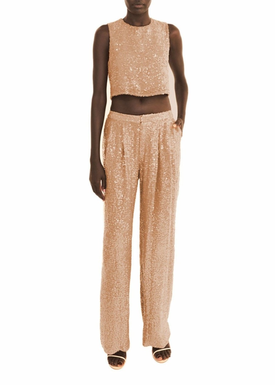 Tops LAPOINTE | Sequin Cropped Tank Camel