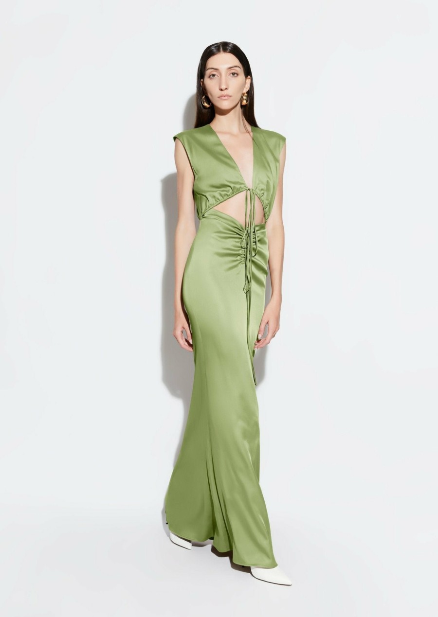 Dresses LAPOINTE | Satin Shirred Dress Olive