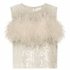 Bridal|Feathers|Tops LAPOINTE | Sequin Tank With Feathers Cream