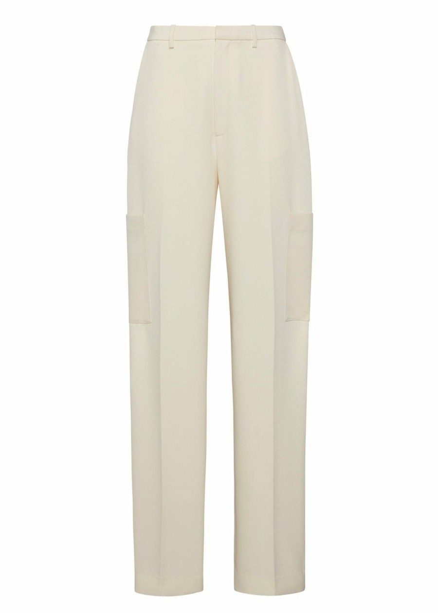 Bottoms LAPOINTE | Matte Crepe Round Leg Trouser Cream