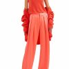 Bottoms LAPOINTE | Silk Low Waisted Pleated Trouser Hot Coral